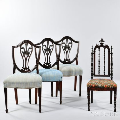 Three Signed Gillow Chairs and a Child's Chair