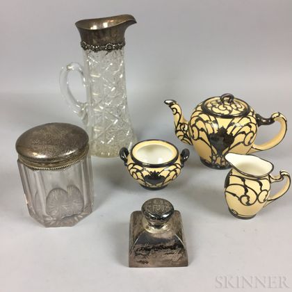 Six Pieces of Silver-mounted Tableware