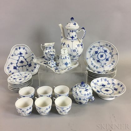 Twenty-seven Pieces of Royal Copenhagen "Blue Fluted" Porcelain Tableware