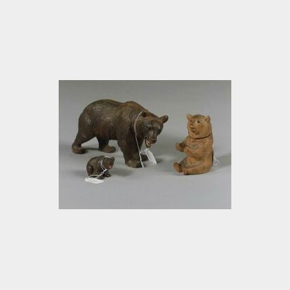 Three Black Forest Carved Figures of Bears