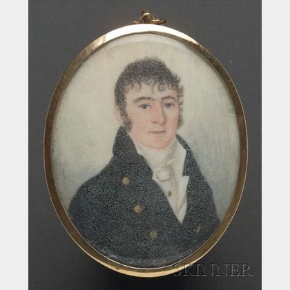 Portrait Miniature of a Young Man in a Blue Jacket