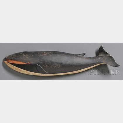 Voorhees Carved and Painted Wooden Blue Whale Plaque