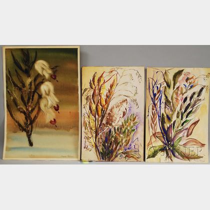 Henriette Palmer (American, 1909-1988) Three Unframed Floral Watercolors.