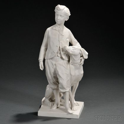 Sevres Parian Model of a Young Man with His Dog