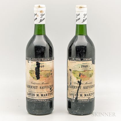 Louis Martini Cabernet Sauvignon California Mountain 1969, 2 bottles 