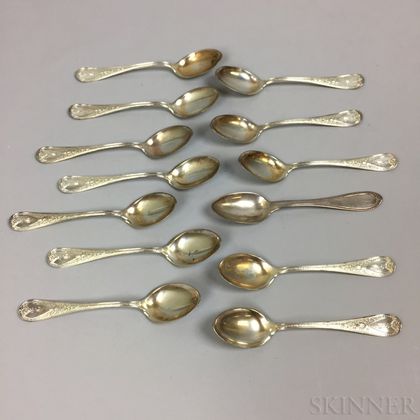 Twelve Sterling Silver Teaspoons