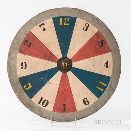 Polychrome Double-sided Wheel of Chance/Checkers Game Board