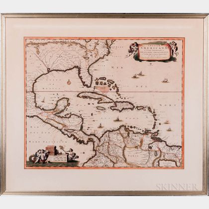 Eastern Atlantic, Gulf of Mexico, Caribbean, Central America. Nicolaes Visscher I (1618-1679) Insulae Americanae in Oceano Septentriona