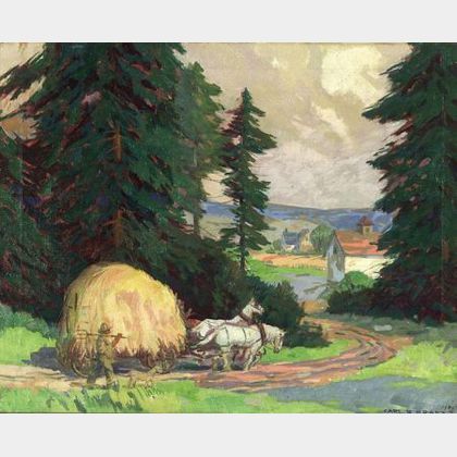 Carl R. Krafft (American, 1884-1938) The Hay Wagon