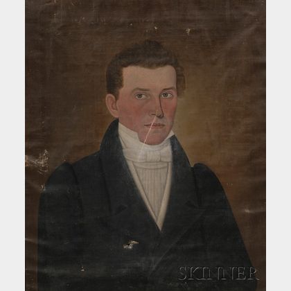 Attributed to John Brewster, Jr. (American 1766-1854) Portrait of "Doct. Lloyd Hixon, Lowell Mass."