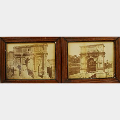 Continental School, 19th Century Lot of Two Photographs of Roman Arches