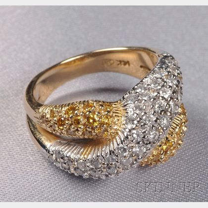 14kt Bicolor Gold, Colored Diamond, and Diamond Ring