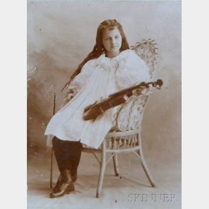 Eight Framed Cabinet Cards of Young Female Violinists, c. 1860-1900. Estimate $40-60