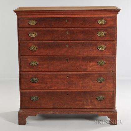 Red-washed Cherry Tall Chest of Six Drawers