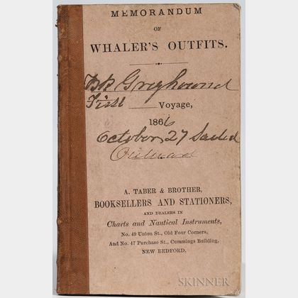Memorandum of Whaler's Outfits. Bark Greyhound's First Voyage, October 27, 1866.