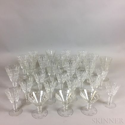 Twenty-eight Pieces of Hawkes Colorless Glass Stemware