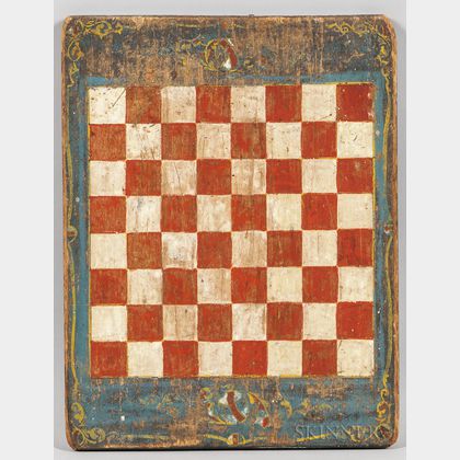Small Painted Pine Checkers Game Board