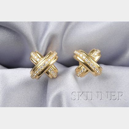 18kt Gold and Diamond Cuff Links, Tiffany & Co.