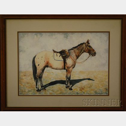 Framed Oil on Board Portrait of a Horse