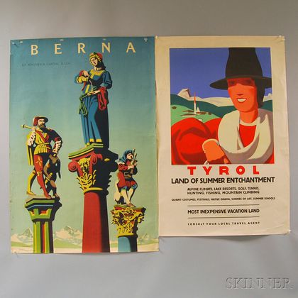 Four Austrian, German, and Swiss Lithograph Travel Posters