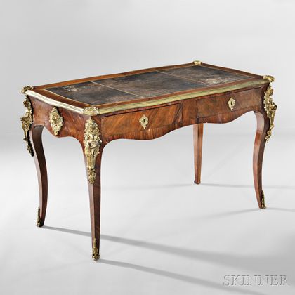 Louis XV-style Kingwood-veneered and Ormolu-mounted Bureau Plat