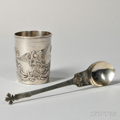 Two Pieces of Russian Silver Tableware