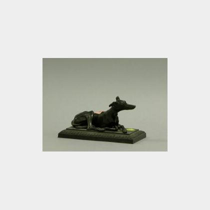 Patinated Metal Figure of a Greyhound. 