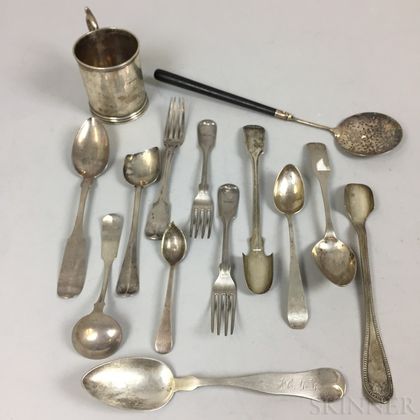 Group of Coin Silver Flatware and Tableware