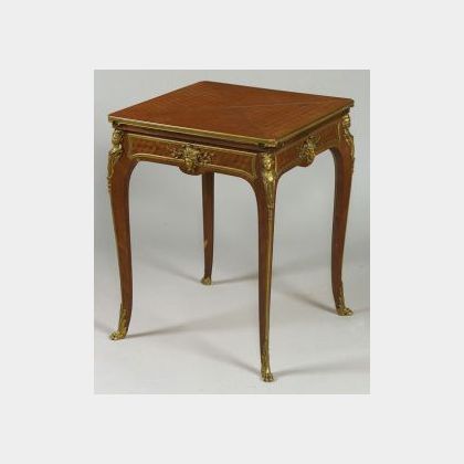 Louis XV Style Gilt-Bronze Mounted Tulipwood Parquetry Handkerchief Table