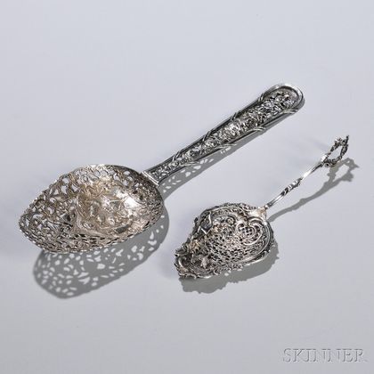 Two Continental Silver Repousse Spoons