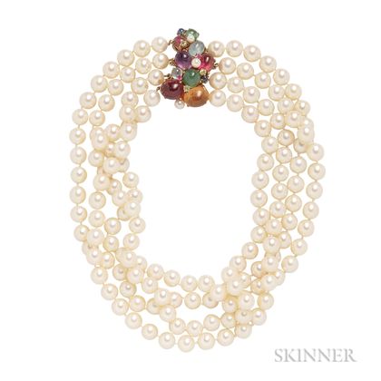 Cultured Pearl Four-strand Necklace