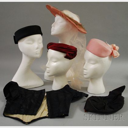 Five Vintage Silk and Satin Hats