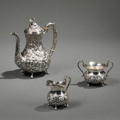 Three-piece Steiff Sterling Silver Tea Service