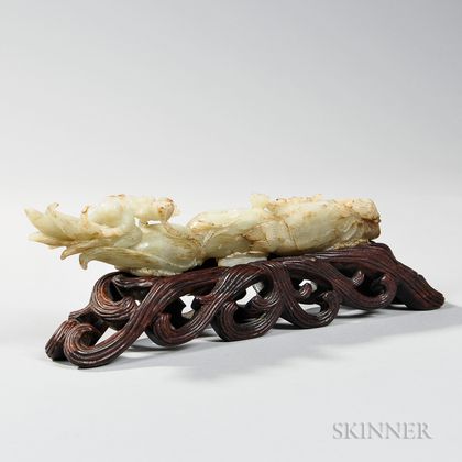 Soapstone Carving of a Lotus Stalk