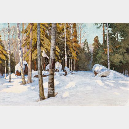 Walter Launt Palmer (American, 1854-1932) Winter Woodlands