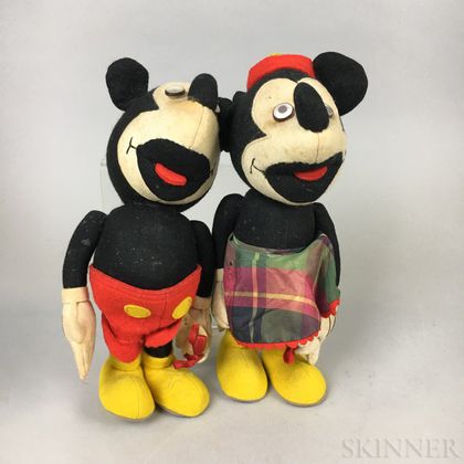 Lenci Felt Mickey and Minnie Mouse Dolls