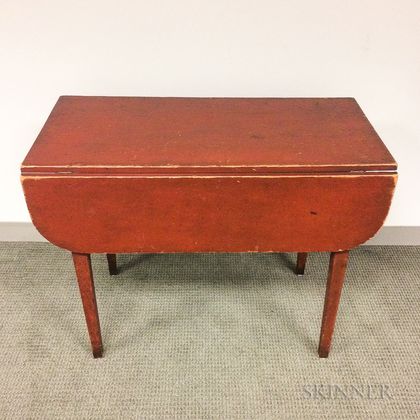 Federal Red-painted Maple and Pine One-drawer Drop-leaf Table