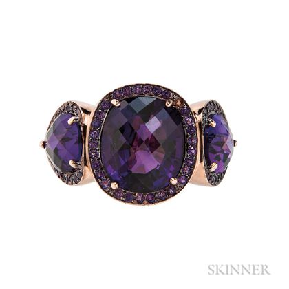 14kt Rose Gold and Amethyst Three-stone Ring