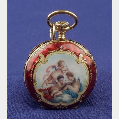 Antique 18kt Gold and Enamel Pendant Watch