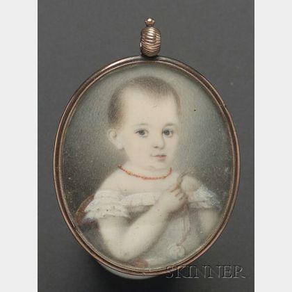 Portrait Miniature of a Young Child Wearing a Coral Necklace