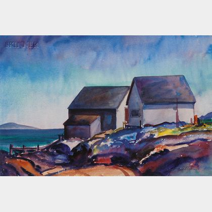 Emil James Bisttram (American, 1895-1976) Fish Houses, Provincetown