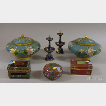 Seven Cloisonne Table and Decorative Items