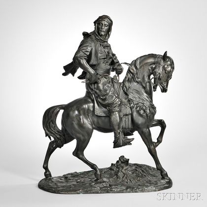 After Alfred Barye (France, 1839-1882) Bronze Arab Cavalier