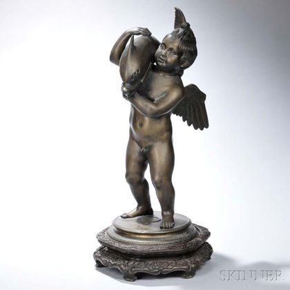 After Ferdinando De Luca (act. Italy, 19th/20th Century) Bronze Figure of a Winged Putto with Dolphin