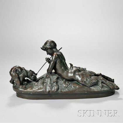 Emmanuel Fremiet (French, 1824-1910) Bronze Figure of a Satyr and Two Bear Cubs
