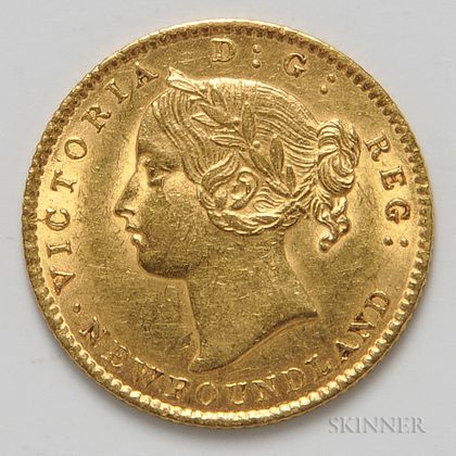 1870 Newfoundland No Dot $2 Gold Coin