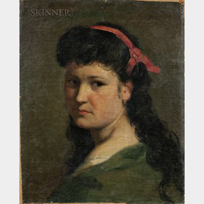 Vlaho Bukovac (Croatian, 1855-1922) Portrait of a Girl