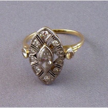 14kt Gold Bezel-set Marquise-cut Diamond Ring