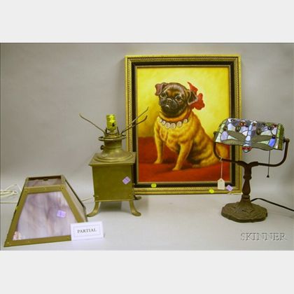 Framed Giclee Portrait of a Pug, a Reproduction Tiffany-style