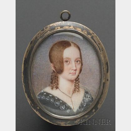 Portrait Miniature of a Young Lady with Ginger Curls
